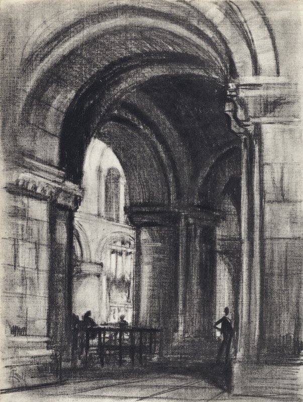 Grunnleggerens grav, St. Bartholomew den store (litho) av Joseph (after) Pennell