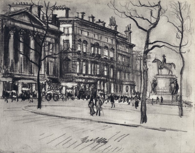Piccadilly-palasser (litho) av Joseph (after) Pennell