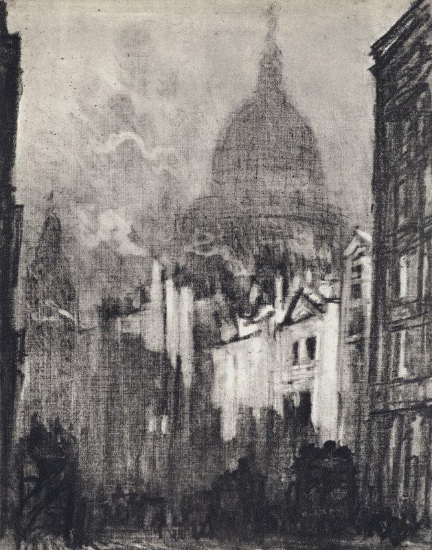 St Paul's Dome, fra Cannon Street (litho) av Joseph (after) Pennell