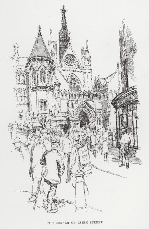 Hjørnet av Essex Street (litho) av Joseph (after) Pennell
