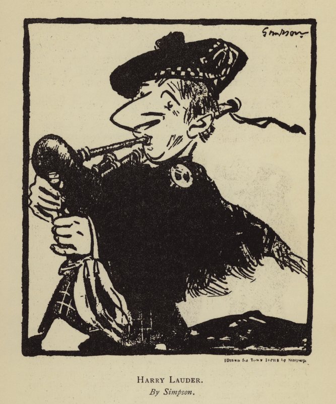Harry Lauder , skotsk sanger og komiker (litho) av Joseph (after) Simpson