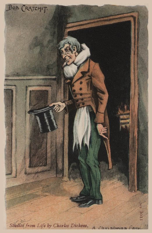 Bob Cratchit, A Christmas Carol (farge litho) av Joseph Clayton  Clarke