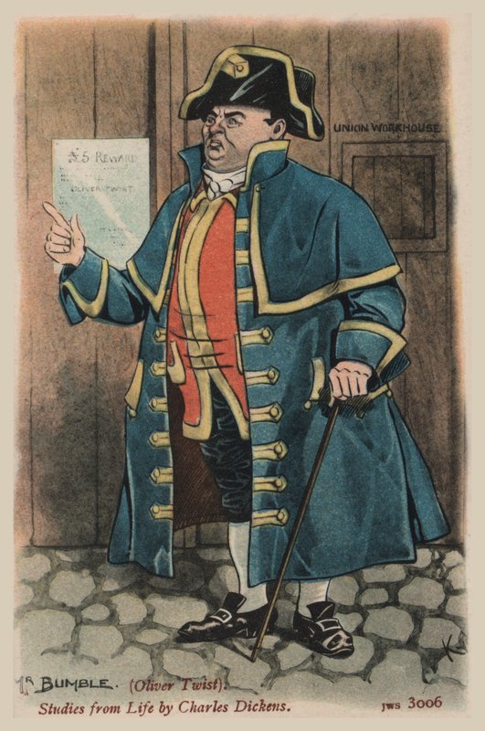 Mr Bumble, Oliver Twist (farge litho) av Joseph Clayton  Clarke