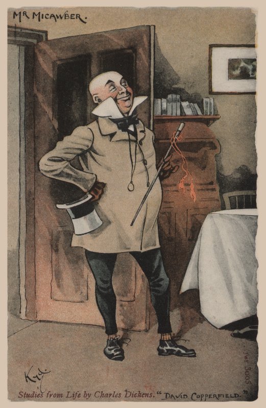 Mr Micawber, David Copperfield (farge litho) av Joseph Clayton  Clarke