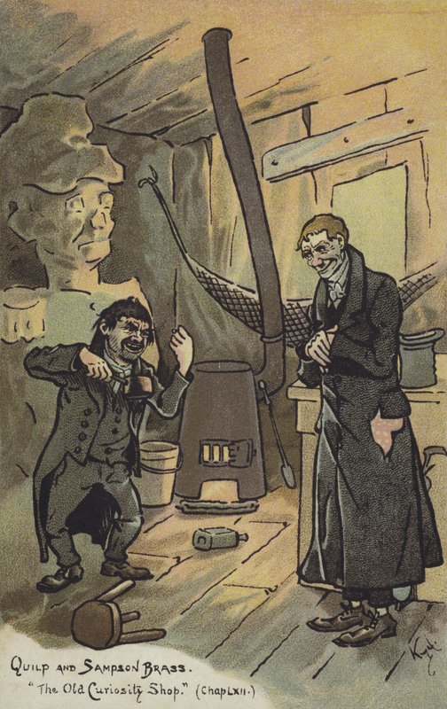 Quilp og Sampson Brass, The Old Curiosity Shop av Joseph Clayton Clarke