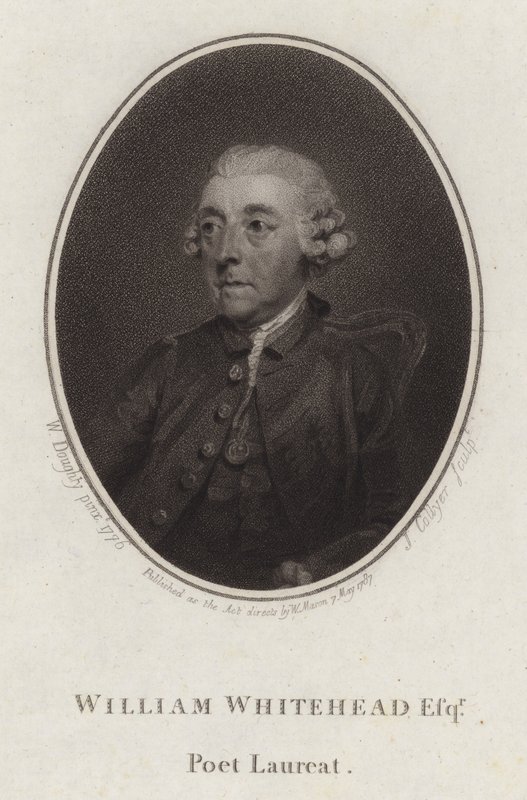 William Whitehead , engelsk poet og dramatiker (gravering) av Joseph Collyer