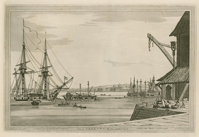 Utsikt over Greenwich fra Deptford Yard av Joseph Farington