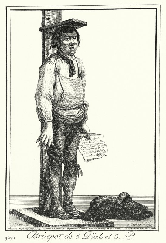 En fem fot tre tommers crackpot (gravering) av Joseph Franz von (after) Goez