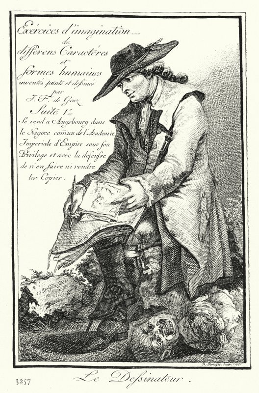 Tegneren (gravering) av Joseph Franz von (after) Goez