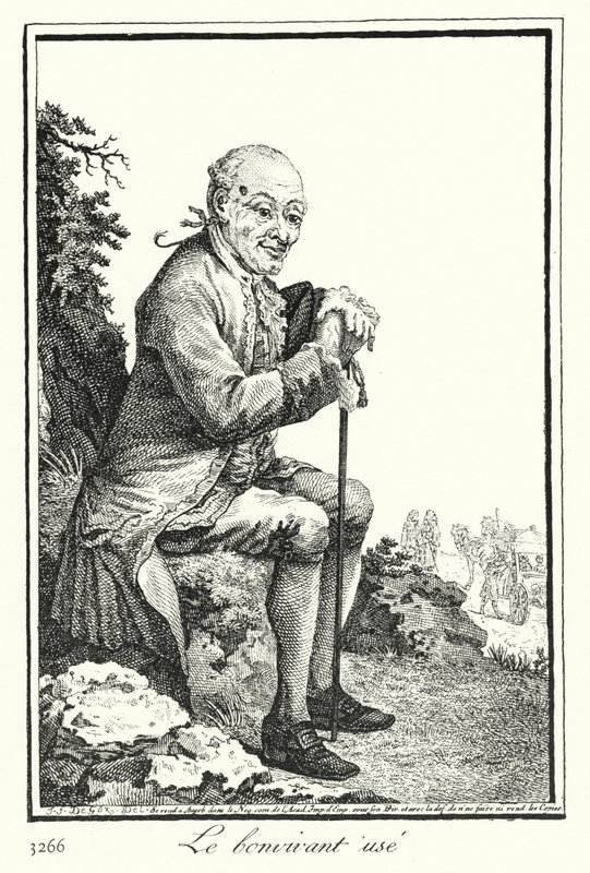 The Worn Out Bon Viveur (gravering) av Joseph Franz von (after) Goez