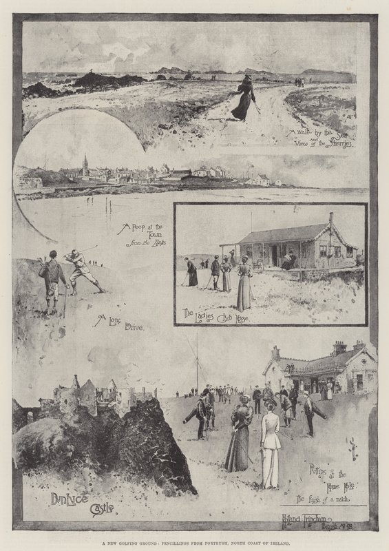 En ny golfbane, blyanter fra Portrush, Nordkysten av Irland av Joseph Holland Tringham