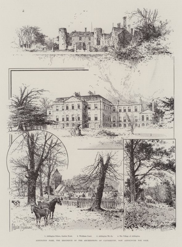 Addington Park, residensen til erkebiskopene i Canterbury, annonsert nå for salg av Joseph Holland Tringham