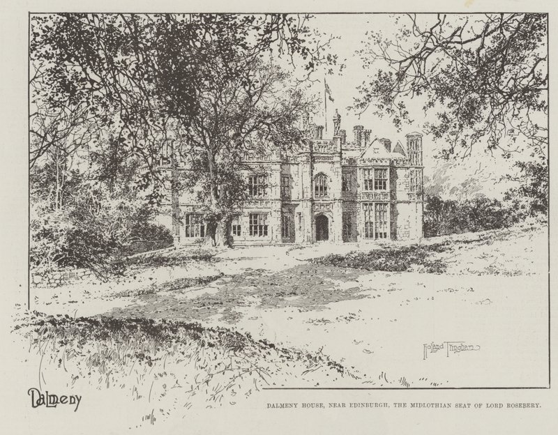Dalmeny House, nær Edinburgh, Midlothian-setet til Lord Rosebery av Joseph Holland Tringham