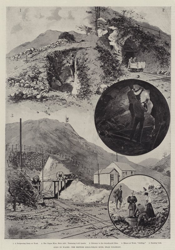 Gull i Wales, den britiske Gold-Fields-gruven, nær Dolgelly av Joseph Holland Tringham
