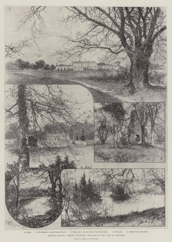 Holiday Haunts, kartong, Maynooth, setet til hertugen av Leinster av Joseph Holland Tringham