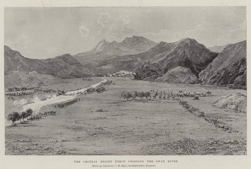 Chitral Relief Force krysser Swat-elven av Joseph Holland Tringham