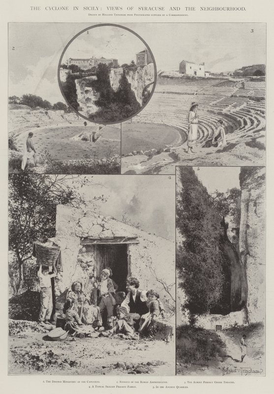 Syklonen på Sicilia, utsikt over Syracuse og nabolaget av Joseph Holland Tringham
