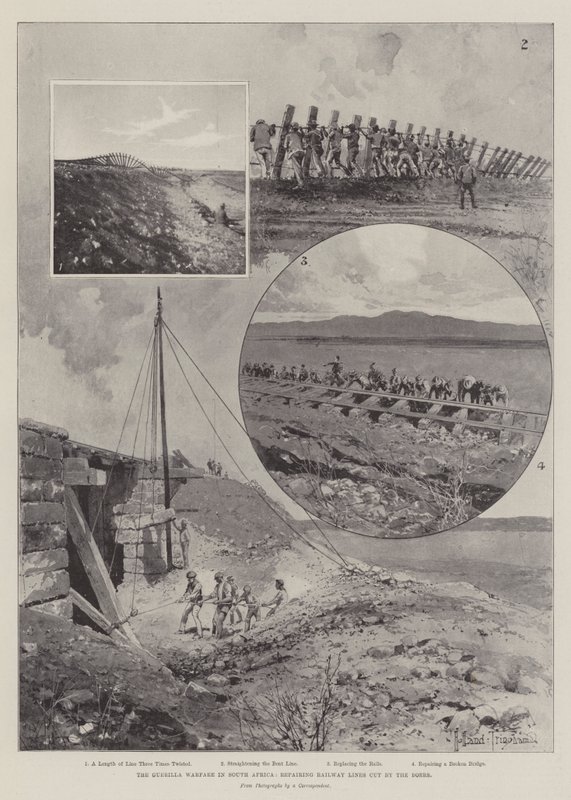 Geriljakrigføringen i Sør-Afrika, reparasjon av jernbanelinjer kuttet av boerne av Joseph Holland Tringham