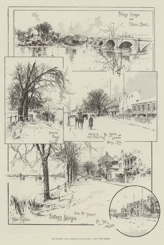 Oxford og Cambridge Boat-Race, langs bredden av Joseph Holland Tringham