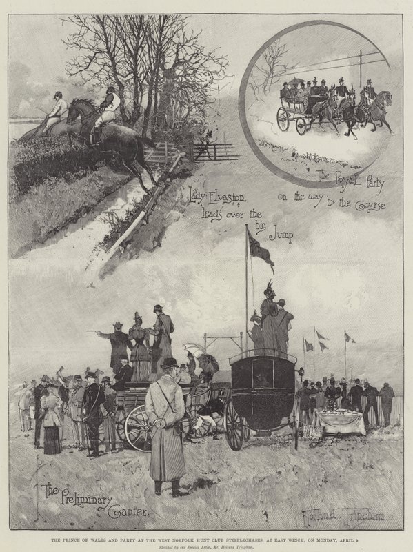 Prinsen av Wales og fest på West Norfolk Hunt Club Steeplechases, på East Winch, mandag 9. april av Joseph Holland Tringham