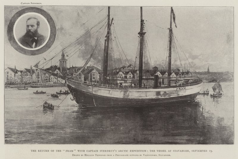 Frams retur med kaptein Sverdrups arktiske ekspedisjon, fartøyet ved Stavanger, 19. september av Joseph Holland Tringham