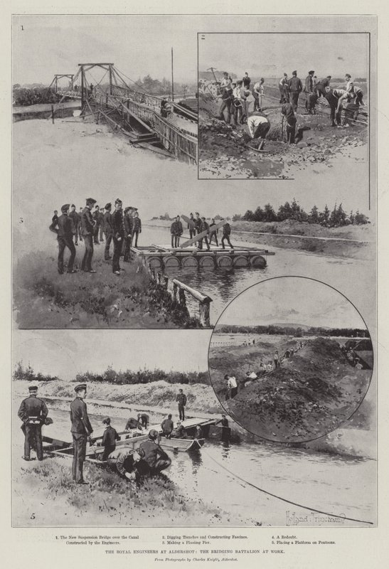 The Royal Engineers at Aldershot, the Bridging Battalion at Work av Joseph Holland Tringham