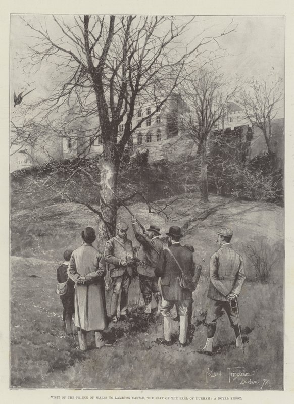 Besøk av prinsen av Wales til Lambton Castle, setet til jarlen av Durham, et kongelig skudd av Joseph Holland Tringham
