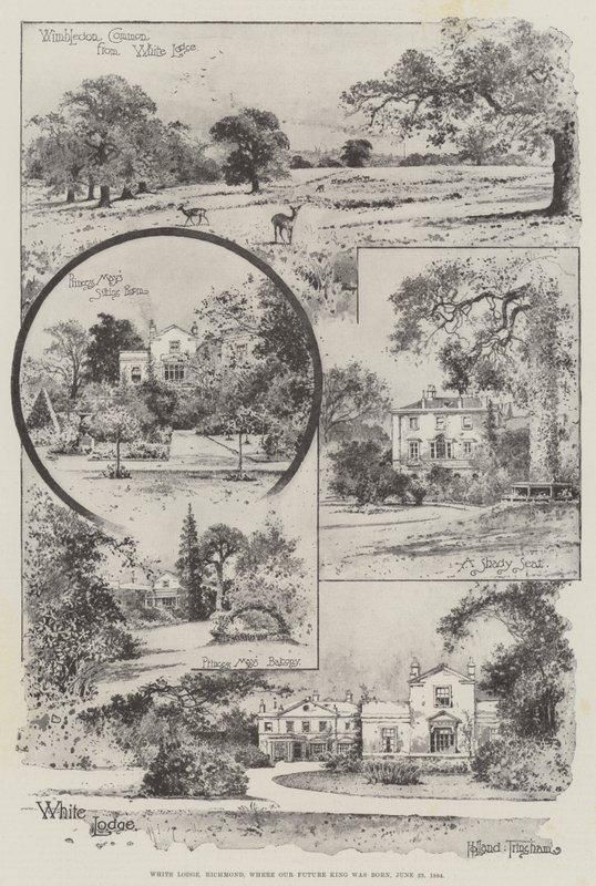 White Lodge, Richmond, hvor vår fremtidige konge ble født, 23. juni 1894 (gravering) av Joseph Holland Tringham