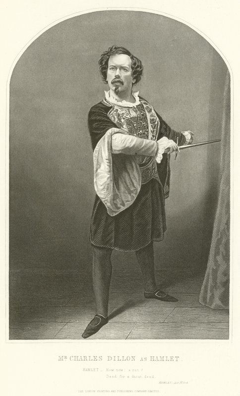 Mr Charles Dillon som Hamlet, akt III, scene IV av Joseph Kenny Meadows