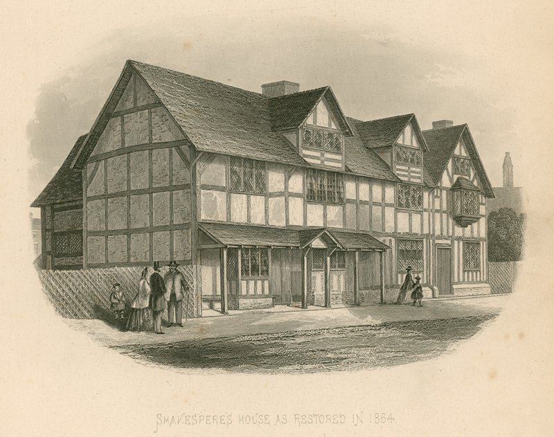 Shakespeares hus som restaurert i 1864 av Joseph Kenny Meadows