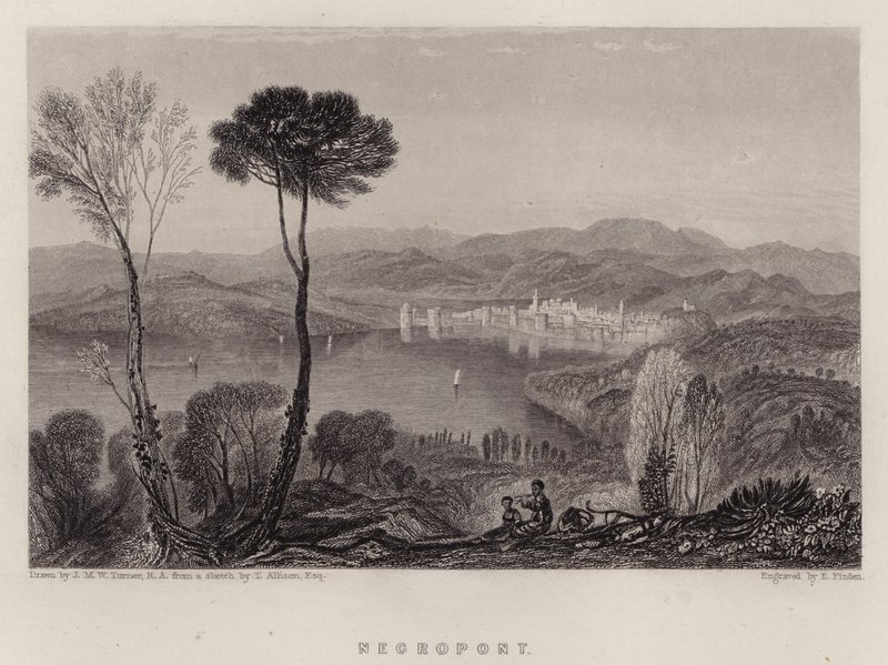 Negropont (farge litho) av Joseph Mallord William (after) Turner