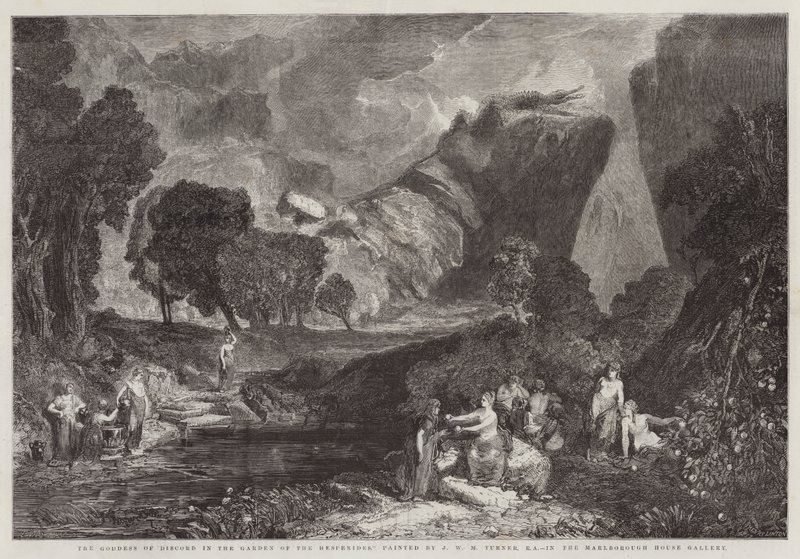 The Goddess of Discord in the Garden of the Hesperides, i Marlborough House Gallery av Joseph Mallord William Turner