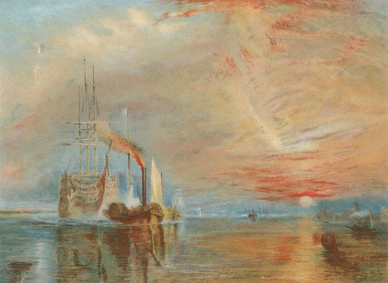 The Old Temeraire rykket til sin siste køye (chromolitho) av Joseph Mallord William Turner