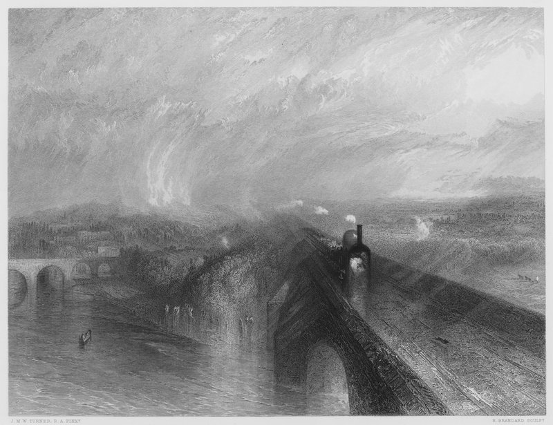 Regn, Steam og Speed, fra bildet i Nasjonalgalleriet av after Joseph Mallord William Turner
