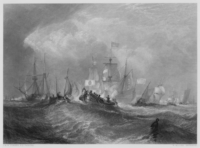 The Prince of Orange Landing at Torbay, fra bildet i Vernon Gallery av after Joseph Mallord William Turner