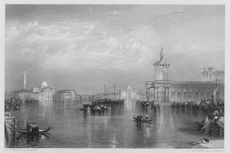 Venezia, The Dogana, fra bildet i Vernon Gallery av after Joseph Mallord William Turner