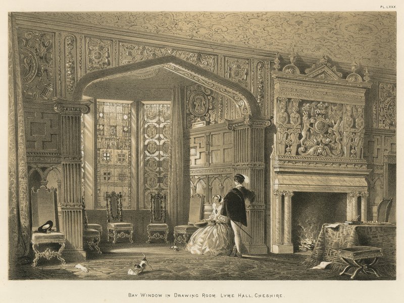 Karnappvindu i salongen, Lyme Hall, Cheshire av Joseph Nash