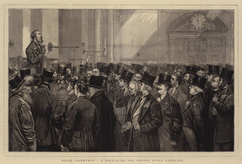Being Hammered, en skisse på London Stock Exchange av Joseph Nash