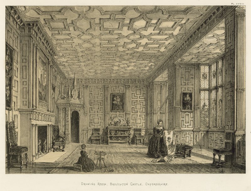 Drawing Room, Broughton Castle, Oxfordshire av Joseph Nash