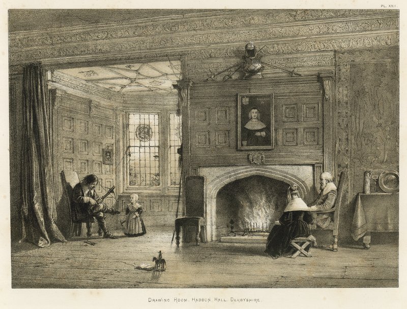 Drawing Room, Haddon Hall, Derbyshire av Joseph Nash