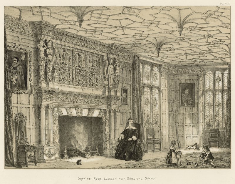 Drawing Room, Loseley, nær Guildford, Surrey av Joseph Nash