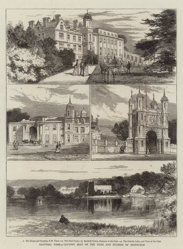 Eastwell Park, landets sete for hertugen og hertuginnen av Edinburgh av Joseph Nash