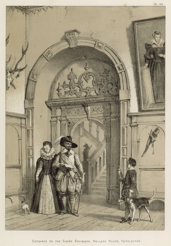 Inngang til Grand Staircase, Holland House, Kensington av Joseph Nash