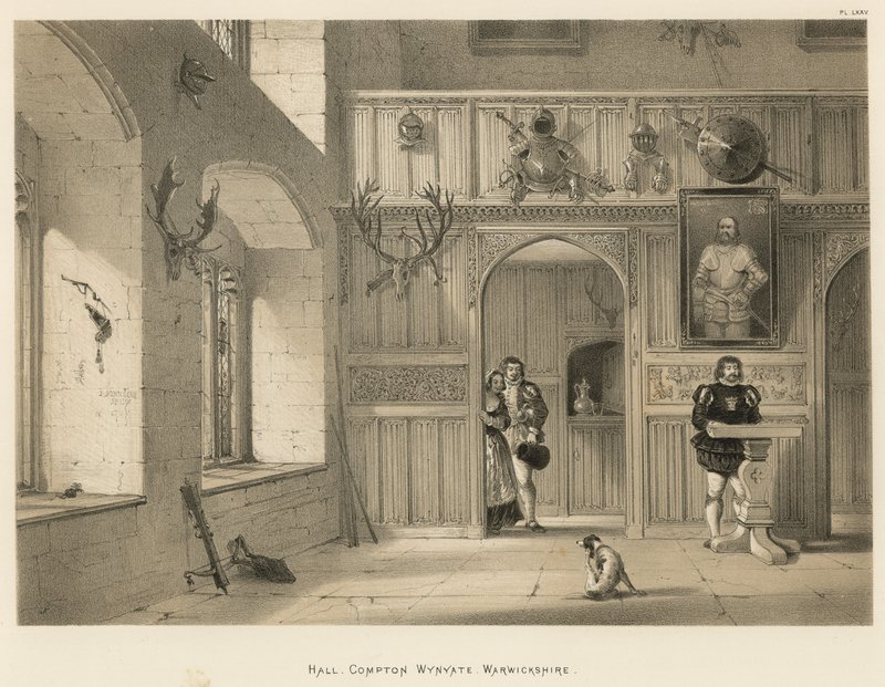 Hall, Compton Wynyates, Warwickshire av Joseph Nash