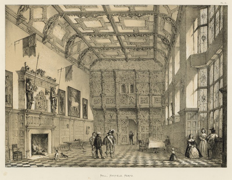 Hall, Hatfield, Herts av Joseph Nash