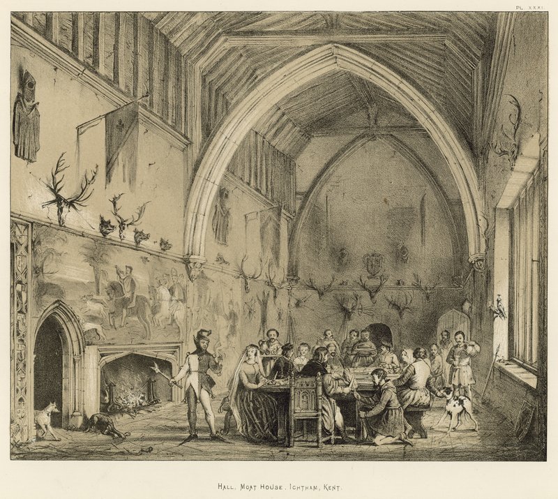 Hall, Moat House, Ightham, Kent av Joseph Nash
