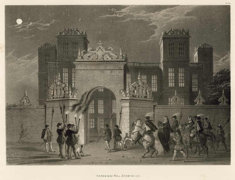 Hardwicke Hall, Derbyshire av Joseph Nash