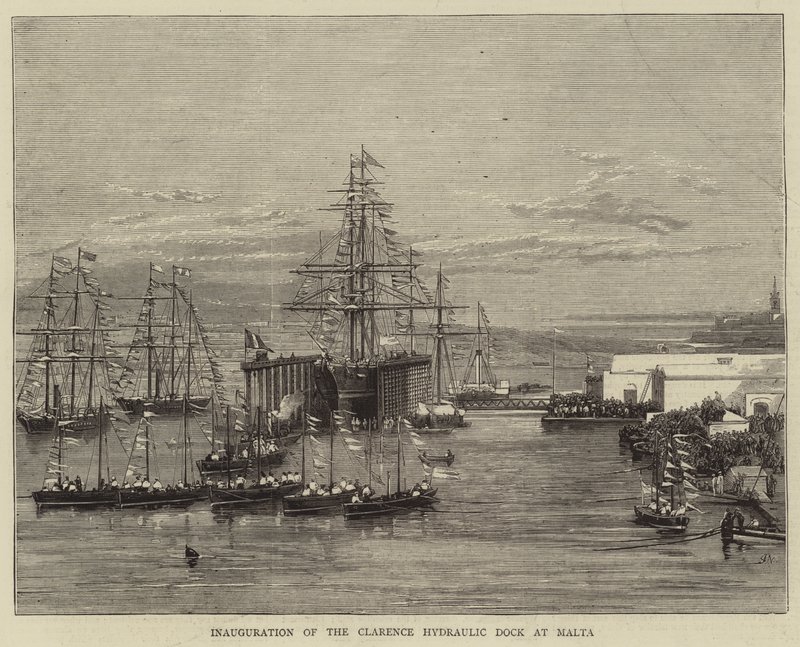 Innvielse av Clarence Hydraulic Dock på Malta av Joseph Nash