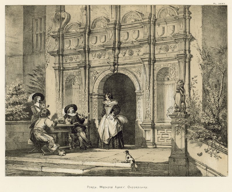 Porch, Wroxton Abbey, Oxfordshire av Joseph Nash
