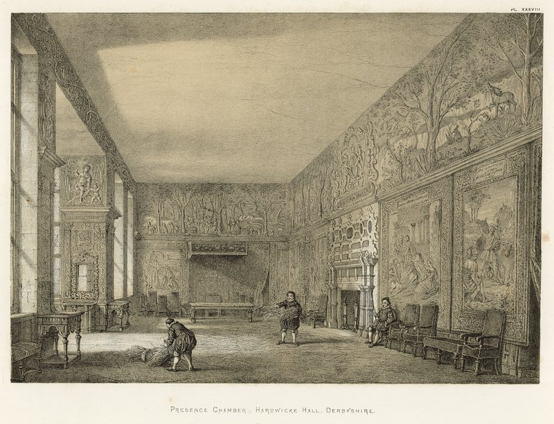 Tilstedeværelseskammer, Hardwicke Hall, Derbyshire av Joseph Nash